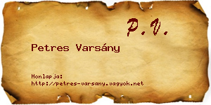 Petres Varsány névjegykártya